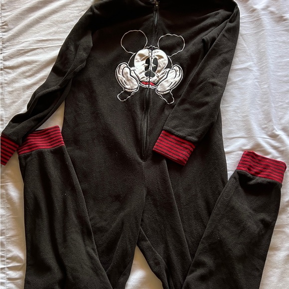 M Adult Disney Mickey One Piece Adult Pajamas Sleepwear Fleece Medium Men Womens - Picture 4 of 5